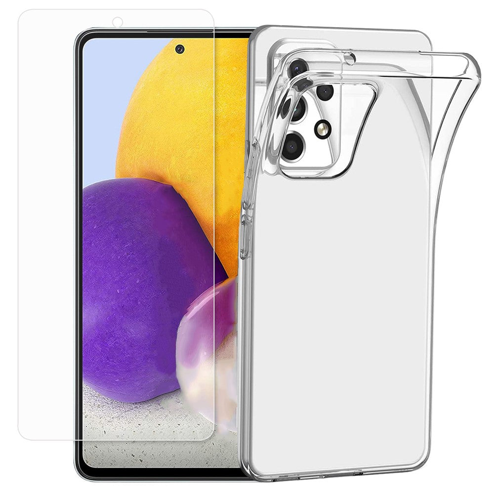 Til Samsung Galaxy A53 5G Blødt TPU Gennemsigtigt Fleksibelt Cover med Hærdet Glas Skærmbeskytter