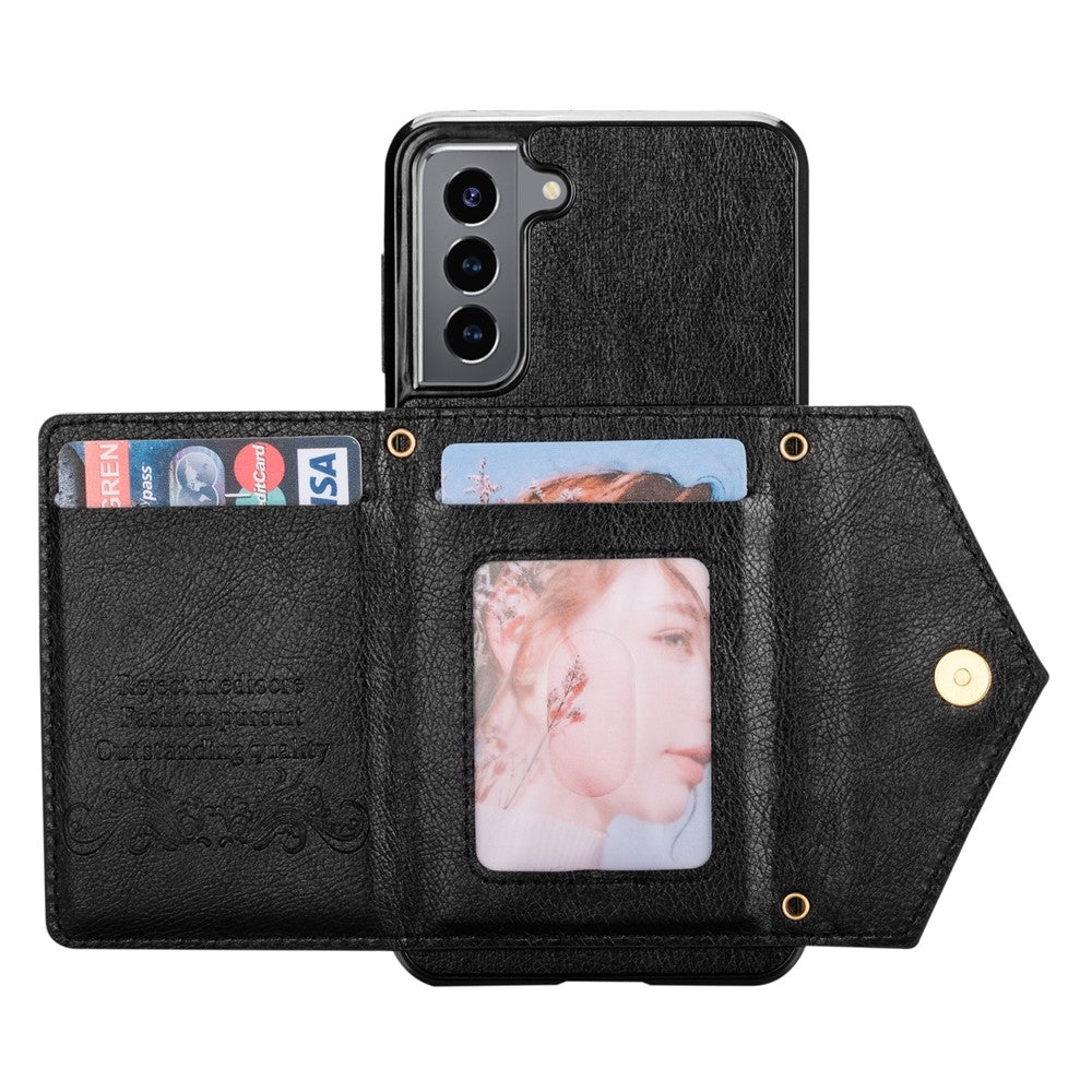 N.BEKUS för Samsung Galaxy S21 4G/5G Stativdesign Plånbok Dubbelskiktat Skydd PU-läder + TPU Mobilskal