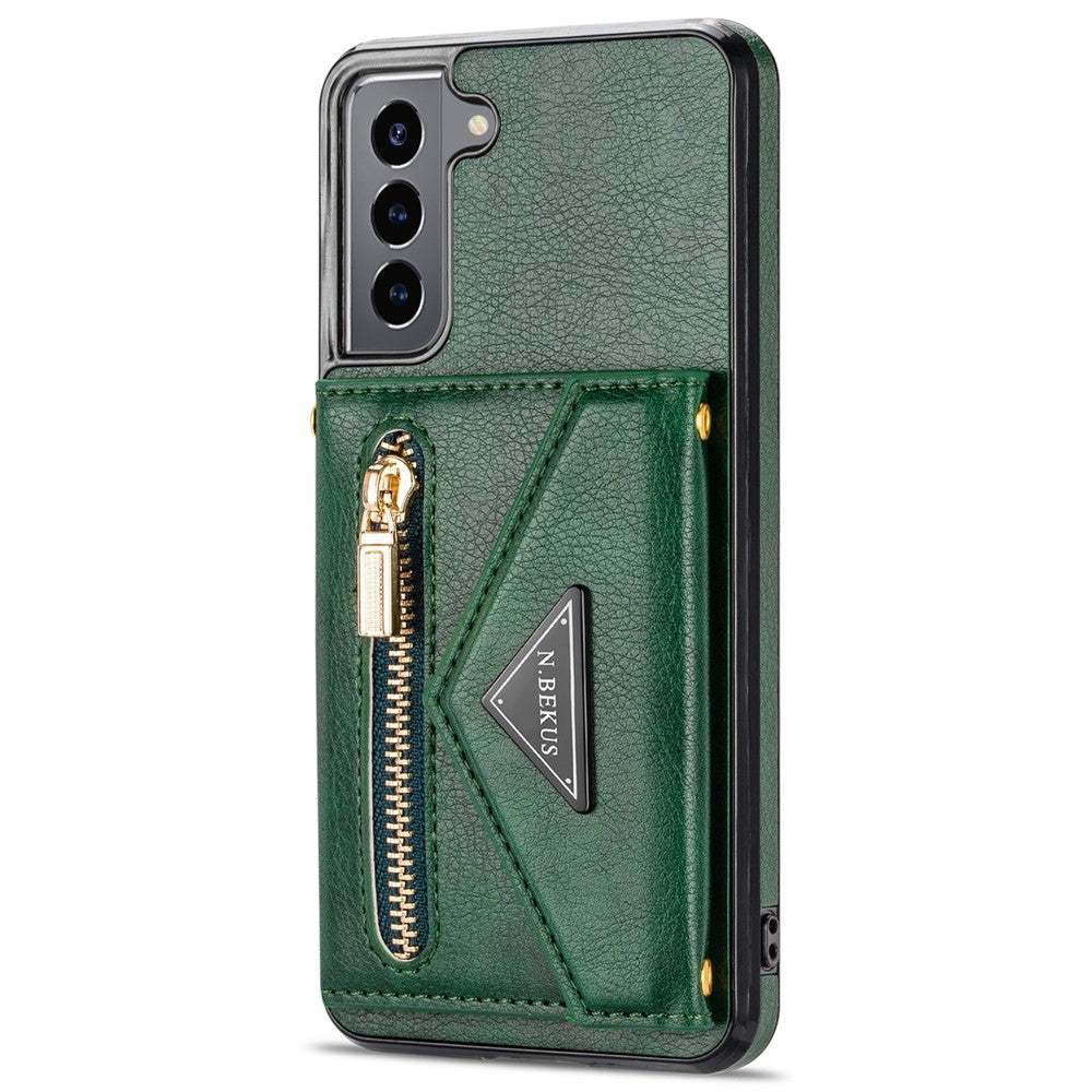 N.BEKUS for Samsung Galaxy S21+ 5G Well-protected Anti-scratch PU Leather + TPU Kickstand Design Wallet Phone Cover Case