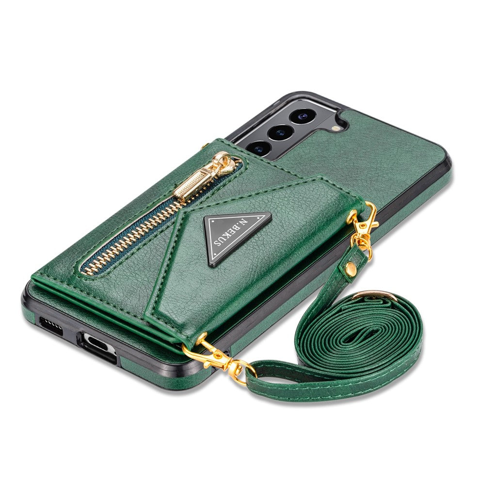 N.BEKUS for Samsung Galaxy S21+ 5G Well-protected Anti-scratch PU Leather + TPU Kickstand Design Wallet Phone Cover Case