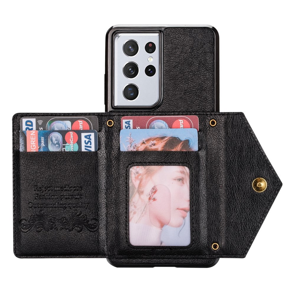 N.BEKUS för Samsung Galaxy S21 Ultra 5G Dubbelskiktat Skyddande PU-läder + TPU Stativdesign Plånboksfodral Mobilmobilfodral