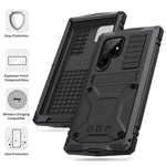 For Samsung Galaxy S22 Ultra 5G Precise Cutouts Shockproof Dustproof Drop-proof Kickstand Phone Case TPU + Metal Hybrid Cover