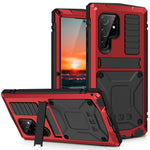 For Samsung Galaxy S22 Ultra 5G Precise Cutouts Shockproof Dustproof Drop-proof Kickstand Phone Case TPU + Metal Hybrid Cover