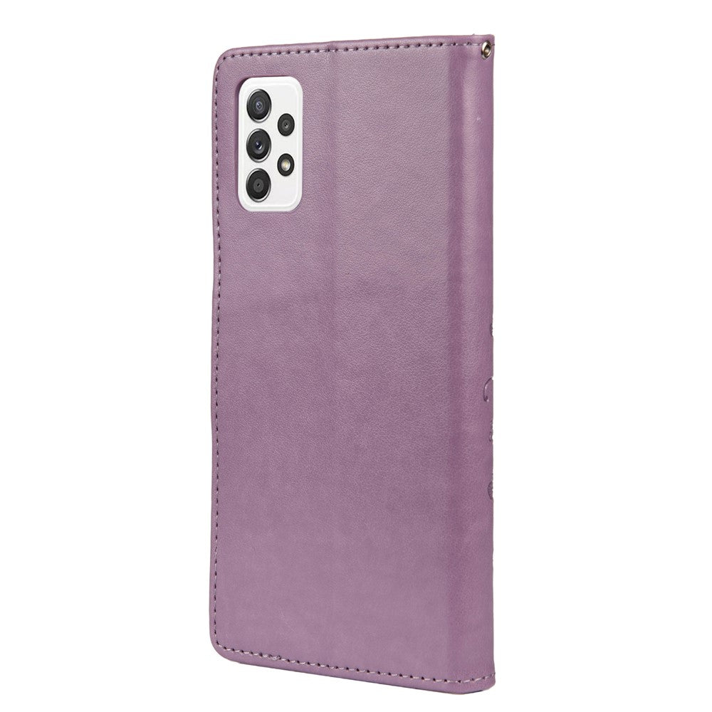 Til Samsung Galaxy A23 5G Godt beskyttet præget sommerfugle stilfuldt lædertelefoncover pung stativ telefonskal