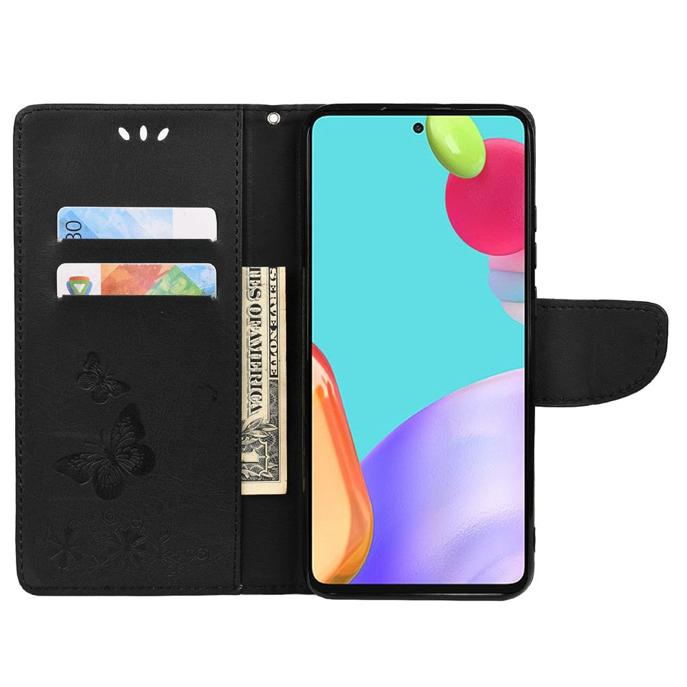 For Samsung Galaxy A23 5G (Global) Big Butterflies Imprinted Leather Stand Case Wallet Cover