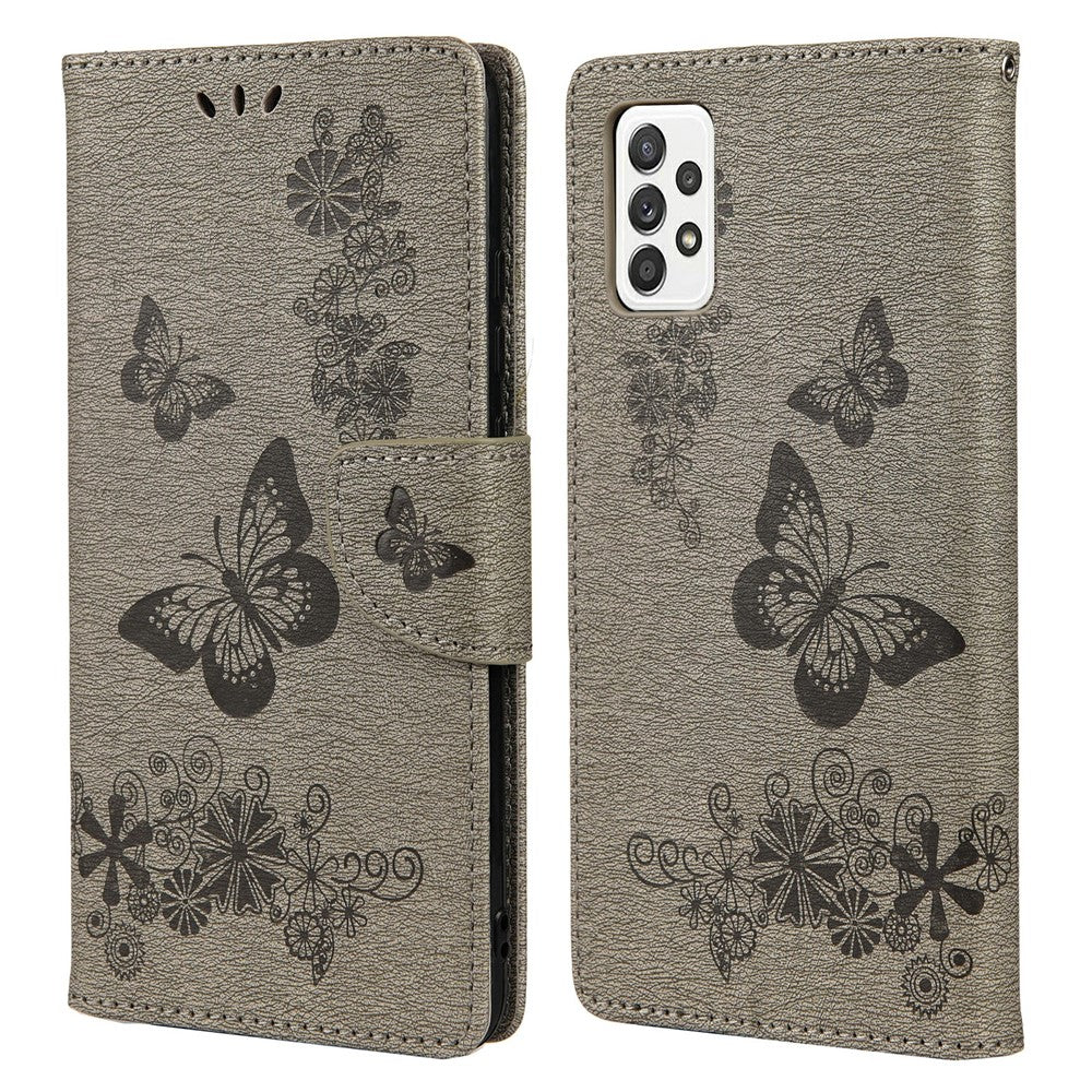 For Samsung Galaxy A23 5G (Global) Big Butterflies Imprinted Leather Stand Case Wallet Cover