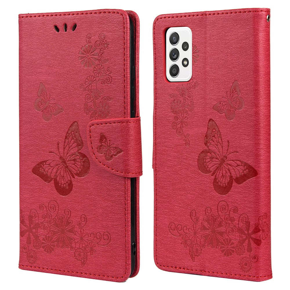 For Samsung Galaxy A23 5G (Global) Big Butterflies Imprinted Leather Stand Case Wallet Cover