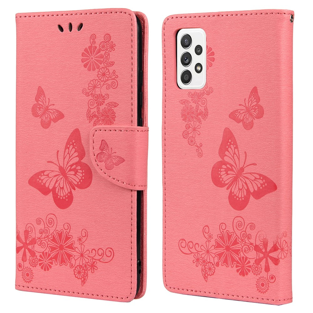 For Samsung Galaxy A23 5G (Global) Big Butterflies Imprinted Leather Stand Case Wallet Cover