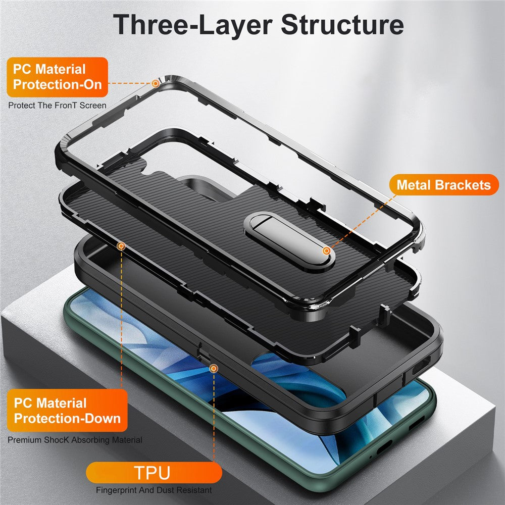 Defender Series Anti-drop Hard PC + Soft TPU Phone Case for Samsung Galaxy S22+ 5G, Hidden Kickstand Protective Cover