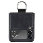 For Samsung Galaxy Z Flip3 5G PU Leather Coated Hard PC Folding Phone Case with Ring Holder