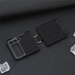 For Samsung Galaxy Z Flip3 5G PU Leather Coated Hard PC Folding Phone Case with Ring Holder