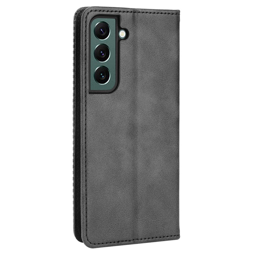 Samsung Galaxy S22 5G Vintage PU-läder Flipfodral Magnetiskt Autostängande Stativ Plånbok Präglat Mosaik Snyggt Fodral