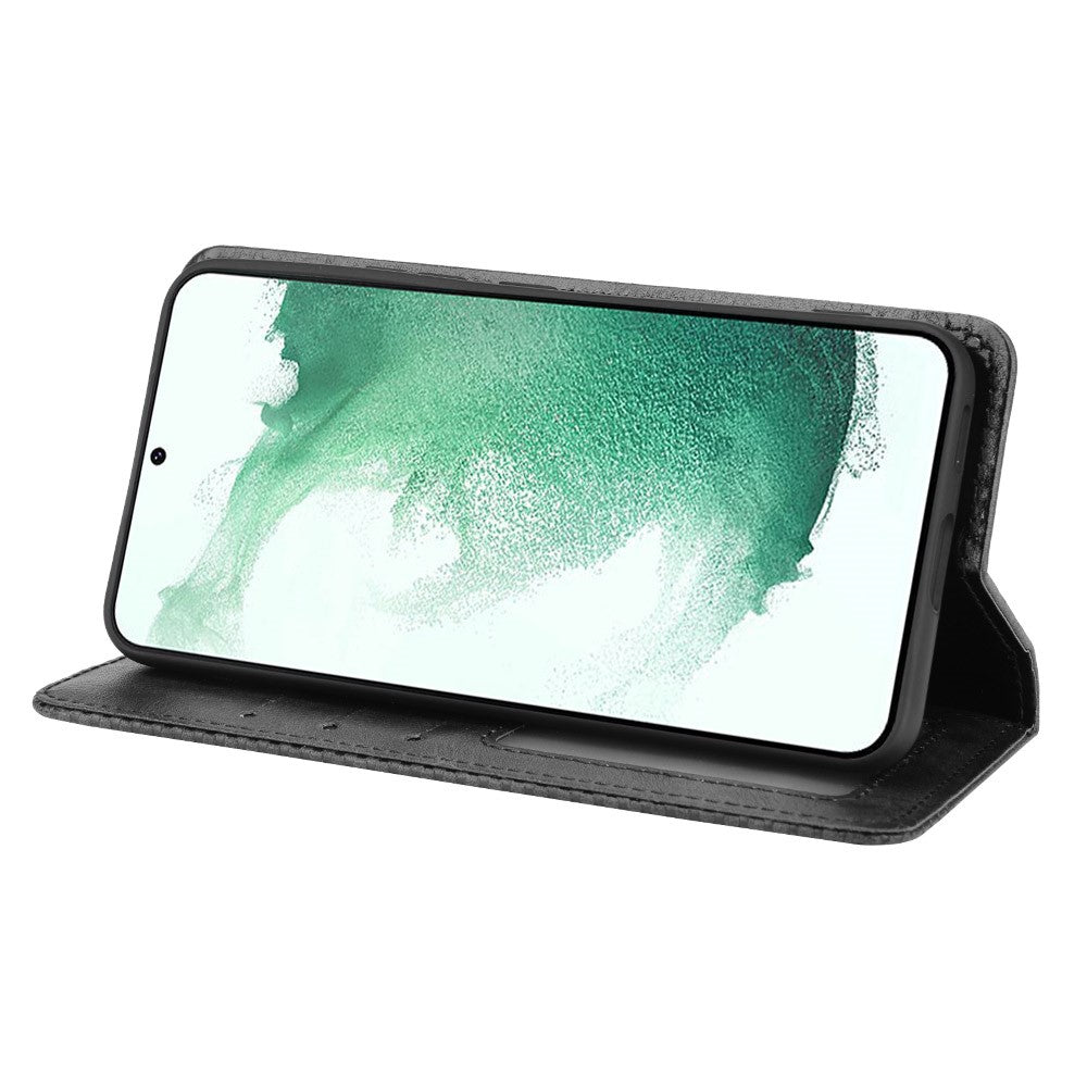 Samsung Galaxy S22 5G Vintage PU-läder Flipfodral Magnetiskt Autostängande Stativ Plånbok Präglat Mosaik Snyggt Fodral