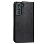 Crazy Horse Texture Genuine Leather Phone Cover for Samsung Galaxy S22+ 5G, Wallet Stand Protective Case