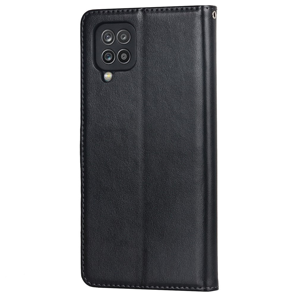 Til Samsung Galaxy A42 5G R61 Tekstur Fældet Sømmønster Præget PU-læder Telefoncover med Stativpung