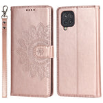 Til Samsung Galaxy A42 5G R61 Tekstur Fældet Sømmønster Præget PU-læder Telefoncover med Stativpung