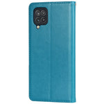 Samsung Galaxy A12 R61 Texturerad Felled Seam PU-läder + TPU Stativ mobilskal Mönster Präglat Plånboksfodral