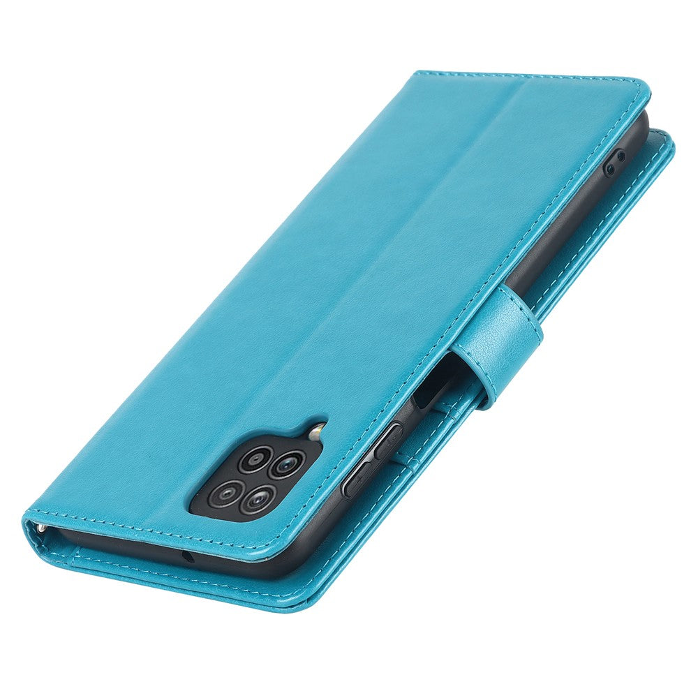 Samsung Galaxy A12 R61 Texturerad Felled Seam PU-läder + TPU Stativ mobilskal Mönster Präglat Plånboksfodral