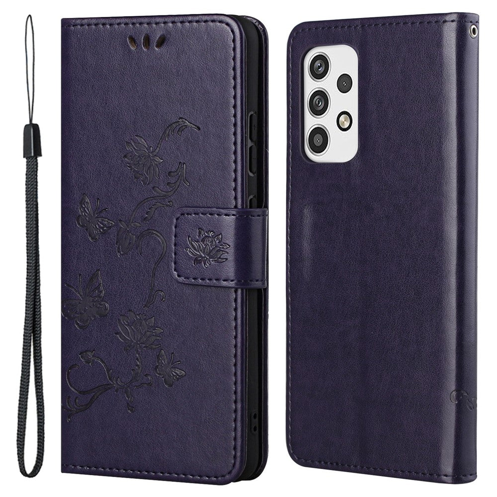 For Samsung Galaxy A23 5G (Global Version) Imprinting Butterfly Flower PU Leather Wallet Phone Case Stand Cover