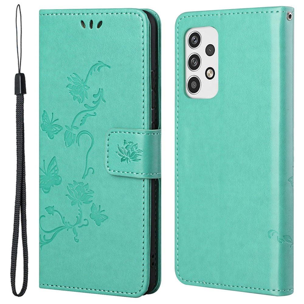 For Samsung Galaxy A23 5G (Global Version) Imprinting Butterfly Flower PU Leather Wallet Phone Case Stand Cover
