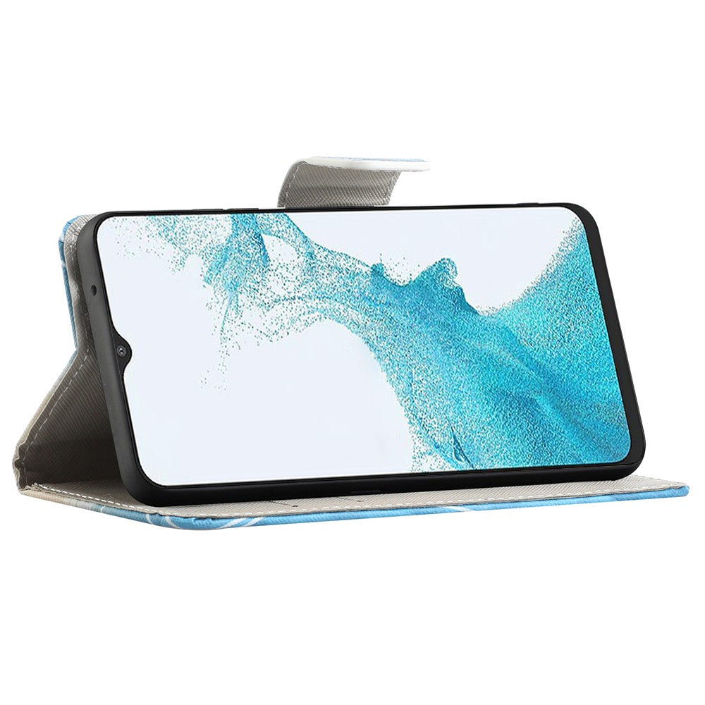 Mønstertrykt læder telefoncover til Samsung Galaxy A23 5G (Global Version), standerpung med krydsstruktur beskyttelsesetui