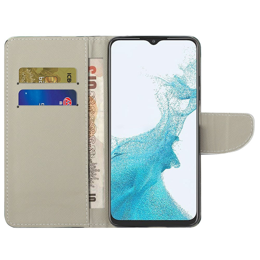 Mønstertrykt læder telefoncover til Samsung Galaxy A23 5G (Global Version), standerpung med krydsstruktur beskyttelsesetui