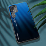 For Samsung Galaxy S22 Ultra 5G Gradient Color Tempered Glass Back + TPU Frame Mobile Phone Case