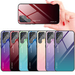 For Samsung Galaxy S22 Ultra 5G Gradient Color Tempered Glass Back + TPU Frame Mobile Phone Case