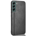 For Samsung Galaxy S22 5G Back Cover PU Leather Coated Hard PC + Soft TPU Business Stitching Case