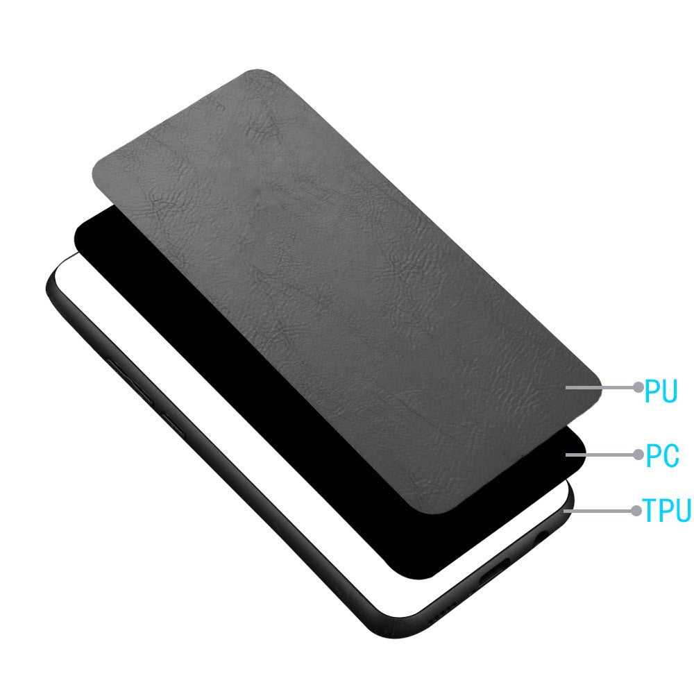 For Samsung Galaxy S22 5G Back Cover PU Leather Coated Hard PC + Soft TPU Business Stitching Case