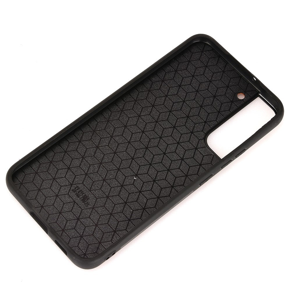 For Samsung Galaxy S22 5G Back Cover PU Leather Coated Hard PC + Soft TPU Business Stitching Case