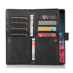 For Samsung Galaxy S22 Ultra 5G Wrist Strap Magnetic Clasp Anti-fall Protection Case Split Leather Stand Phone Cover with Multiple Card Slots