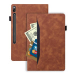 Til Samsung Galaxy Tab S9+ / S8+ / S7+ PU-læder flip stand cover i pungdesign til erhverv, tablet-etui med blyantsholder og automatisk vågne-/dvalefunktion