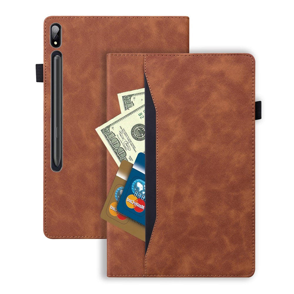 Til Samsung Galaxy Tab S9+ / S8+ / S7+ PU-læder flip stand cover i pungdesign til erhverv, tablet-etui med blyantsholder og automatisk vågne-/dvalefunktion