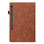 Til Samsung Galaxy Tab S9+ / S8+ / S7+ PU-læder flip stand cover i pungdesign til erhverv, tablet-etui med blyantsholder og automatisk vågne-/dvalefunktion
