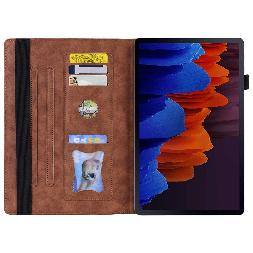 Til Samsung Galaxy Tab S9+ / S8+ / S7+ PU-læder flip stand cover i pungdesign til erhverv, tablet-etui med blyantsholder og automatisk vågne-/dvalefunktion