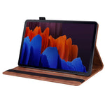 Til Samsung Galaxy Tab S9+ / S8+ / S7+ PU-læder flip stand cover i pungdesign til erhverv, tablet-etui med blyantsholder og automatisk vågne-/dvalefunktion