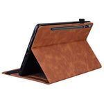 Til Samsung Galaxy Tab S9+ / S8+ / S7+ PU-læder flip stand cover i pungdesign til erhverv, tablet-etui med blyantsholder og automatisk vågne-/dvalefunktion