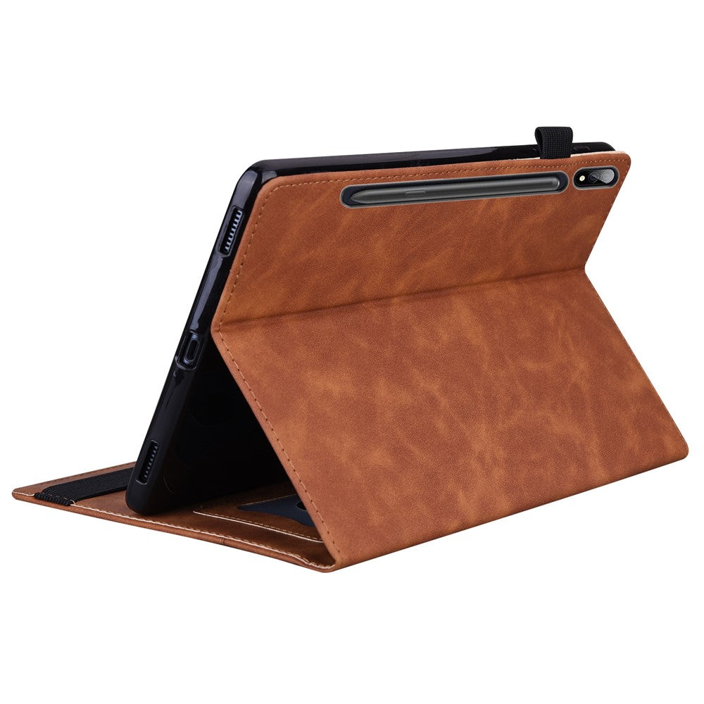 Til Samsung Galaxy Tab S9+ / S8+ / S7+ PU-læder flip stand cover i pungdesign til erhverv, tablet-etui med blyantsholder og automatisk vågne-/dvalefunktion