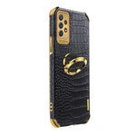 Crocodile Texture PU Leather Coated TPU Case for Samsung Galaxy A33 5G, 6D Electroplated Phone Cover with Ring Kickstand
