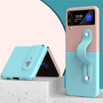 For Samsung Galaxy Z Flip3 5G Contrasting Color Design Folding Phone Case with Wristband Kickstand