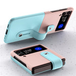 For Samsung Galaxy Z Flip3 5G Contrasting Color Design Folding Phone Case with Wristband Kickstand