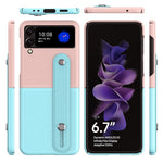 For Samsung Galaxy Z Flip3 5G Contrasting Color Design Folding Phone Case with Wristband Kickstand