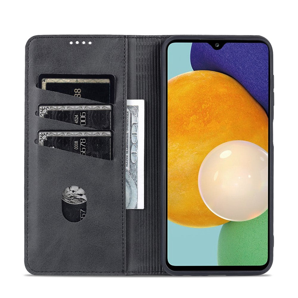 AZNS til Samsung Galaxy A13 4G Magnetisk Absorption Tekstureret PU Læder Pung Flip Cover Foldbar Stander Beskyttende Etui
