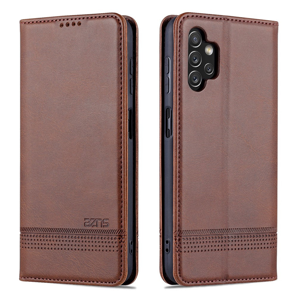 AZNS til Samsung Galaxy A13 4G Magnetisk Absorption Tekstureret PU Læder Pung Flip Cover Foldbar Stander Beskyttende Etui
