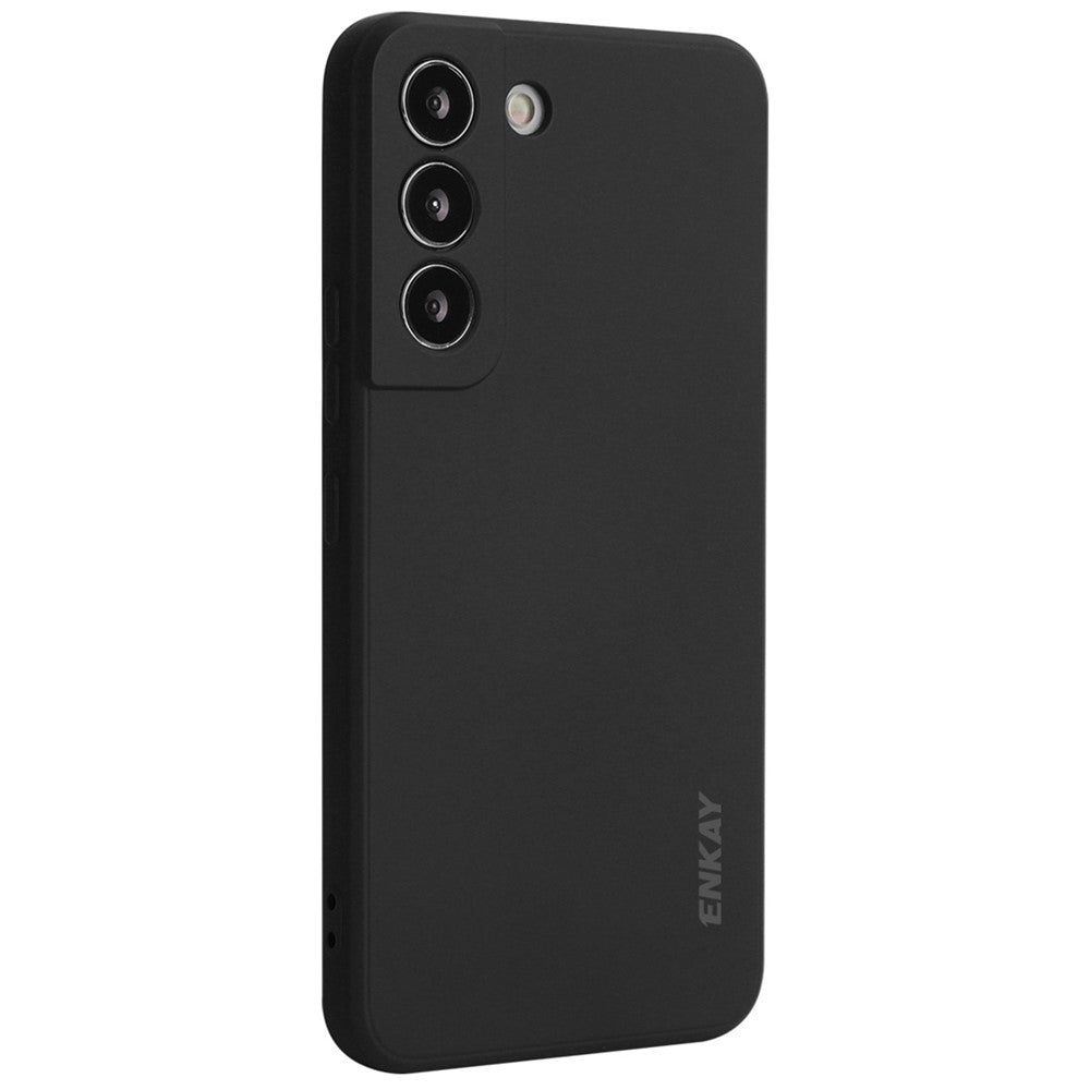 ENKAY HAT PRINCE for Samsung Galaxy S22+ 5G Solid Color Straight Edge Precise Cutout Phone Cover Liquid Silicone Flexible Protective Case