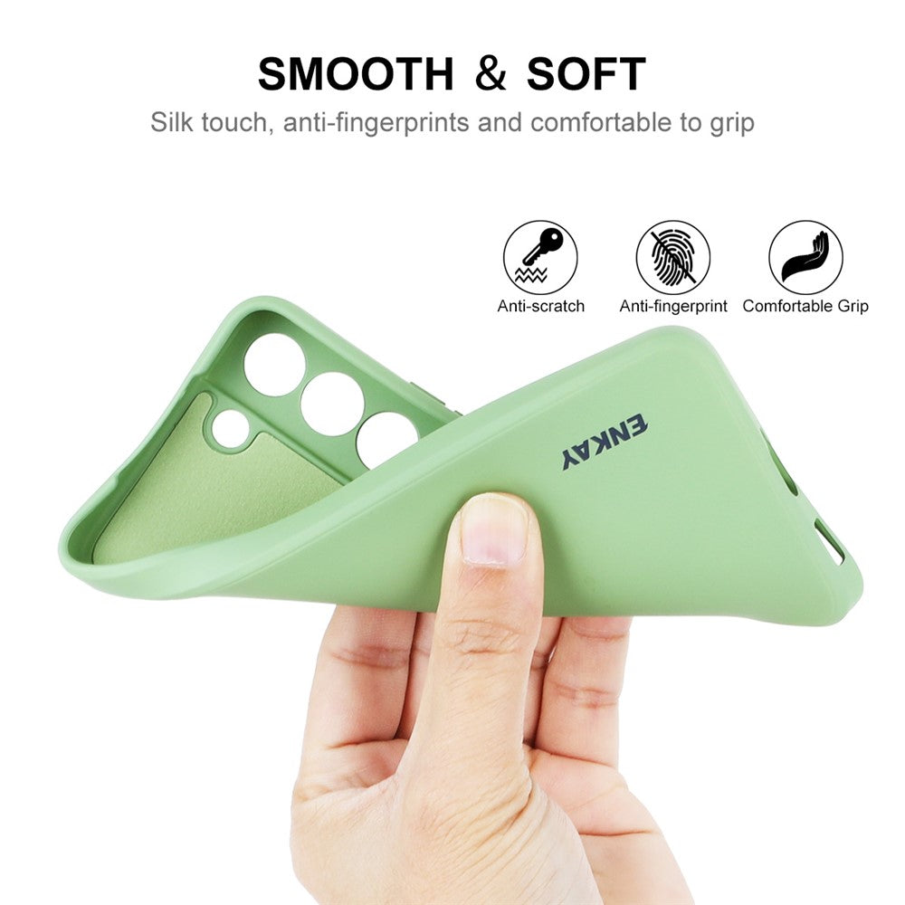 ENKAY HAT PRINCE for Samsung Galaxy S22+ 5G Solid Color Straight Edge Precise Cutout Phone Cover Liquid Silicone Flexible Protective Case