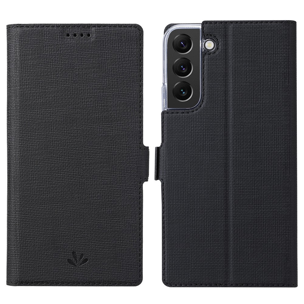 VILI K Series Stand Wallet Leather Case for Samsung Galaxy S22+ 5G, Double Magnetic Clasp Phone Cover