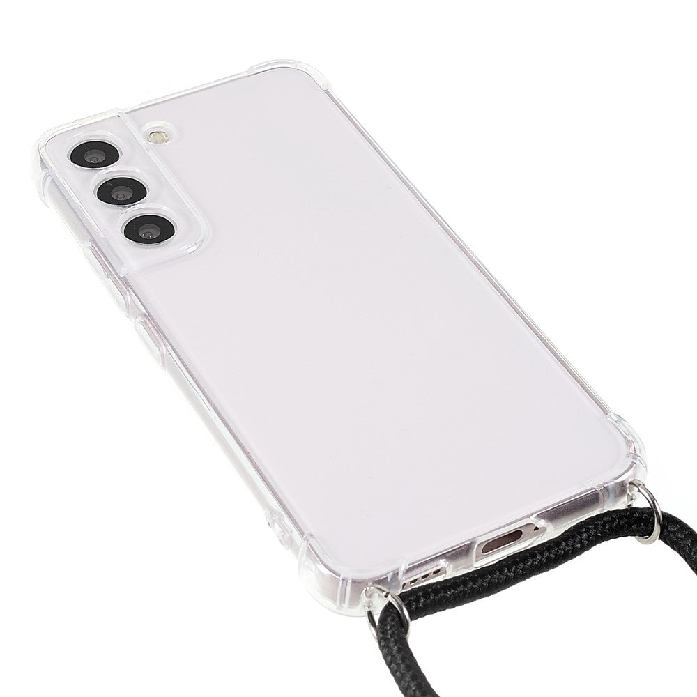 Crystal Clear TPU Cover for Samsung Galaxy S22 5G, Reinforced Four Corner Shockproof Phone Case with Lanyard