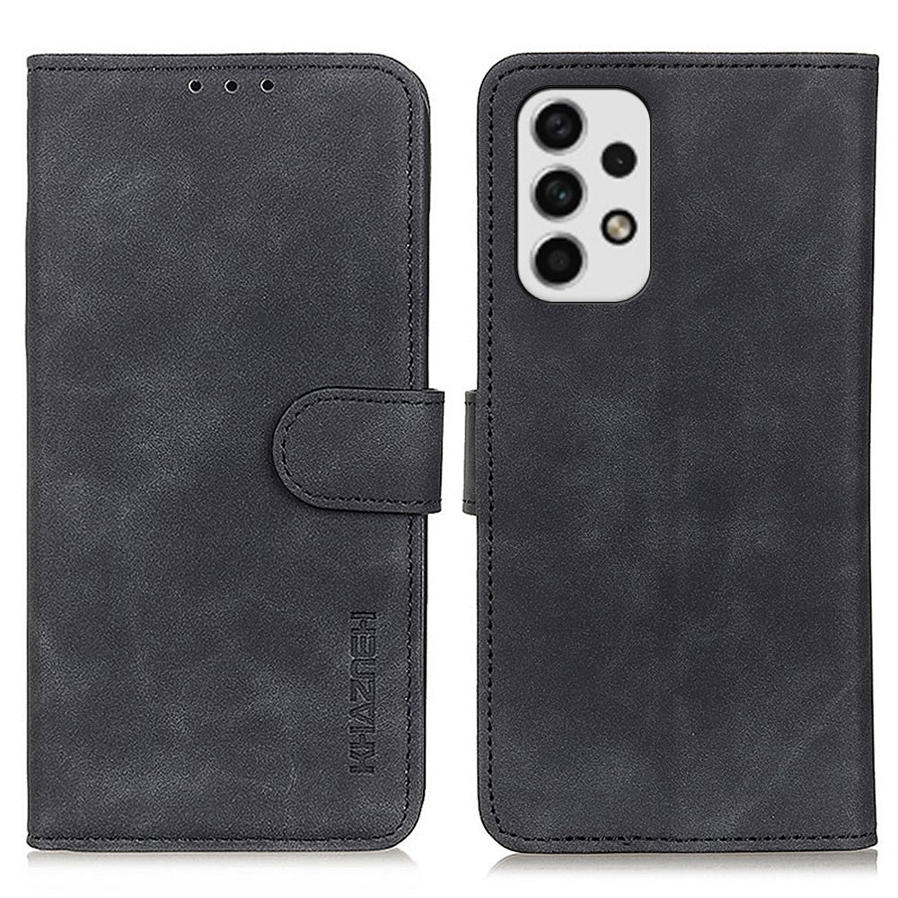 KHAZNEH Retro tekstur PU-lædercover til Samsung Galaxy A23 4G / 5G (Global version) med pungstativ Anti-drop telefoncover tilbehør